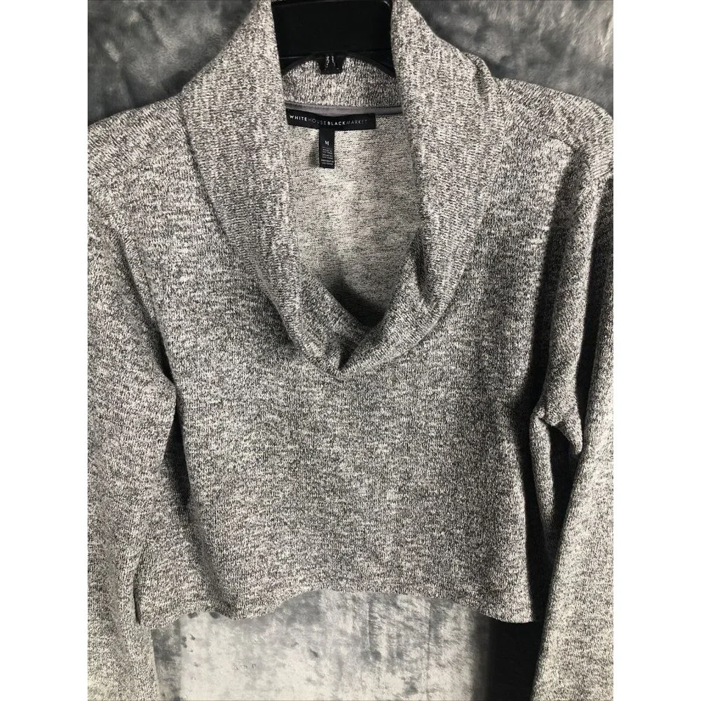 White House Black Market Women’s Sweater Gray Metallic Cowl Neck